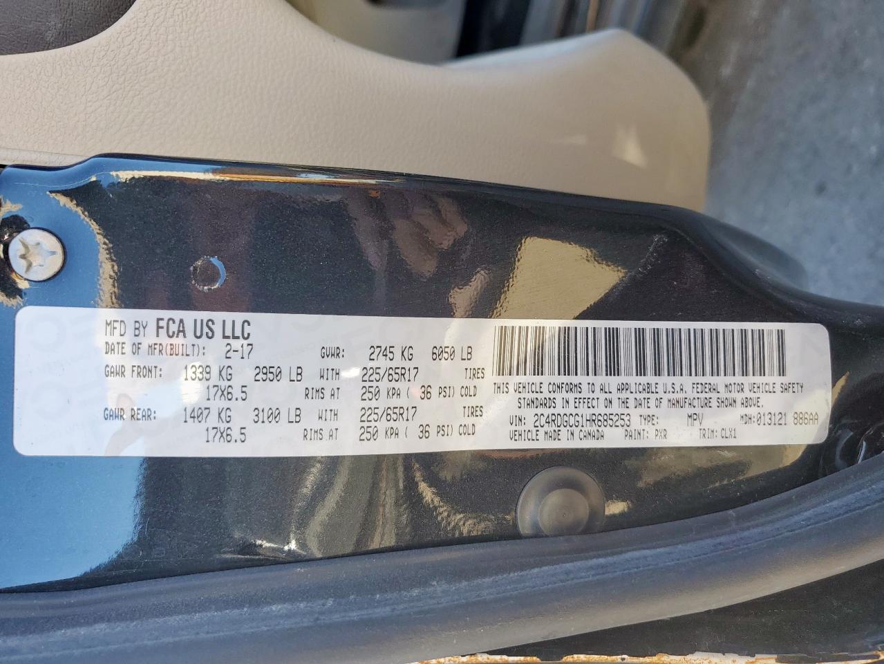 2017 Dodge Grand Caravan Sxt VIN: 2C4RDGCG1HR685253 Lot: 91654695