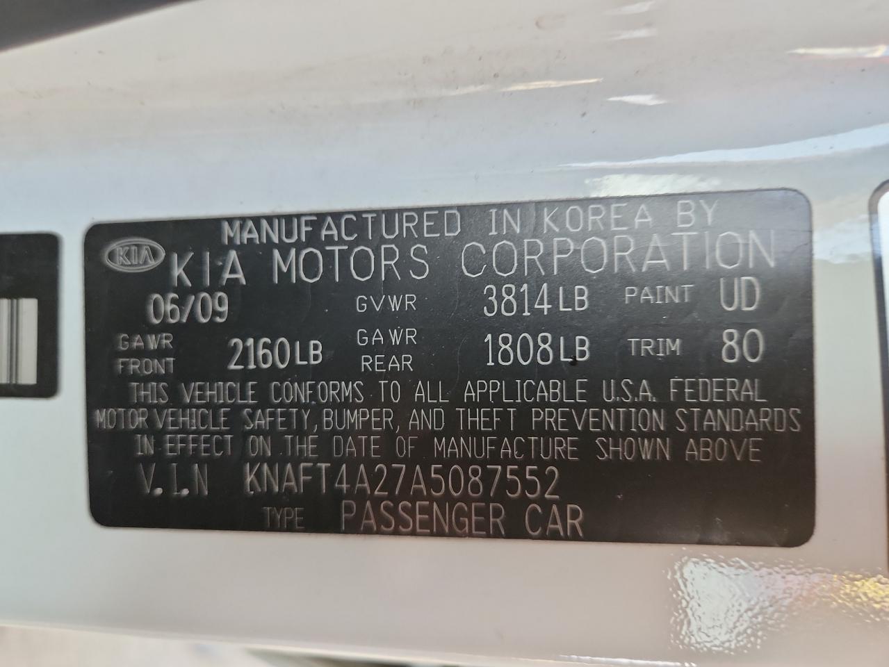 2010 Kia Forte Lx VIN: KNAFT4A27A5087552 Lot: 91928115