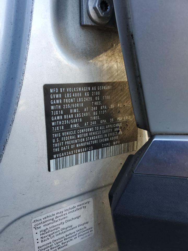 2014 Volkswagen Tiguan S VIN: WVGAV3AX1EW566123 Lot: 93552275