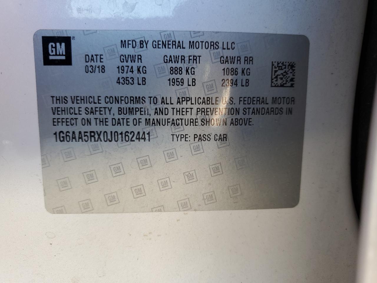 2018 Cadillac Ats VIN: 1G6AA5RX0J0162441 Lot: 92693775