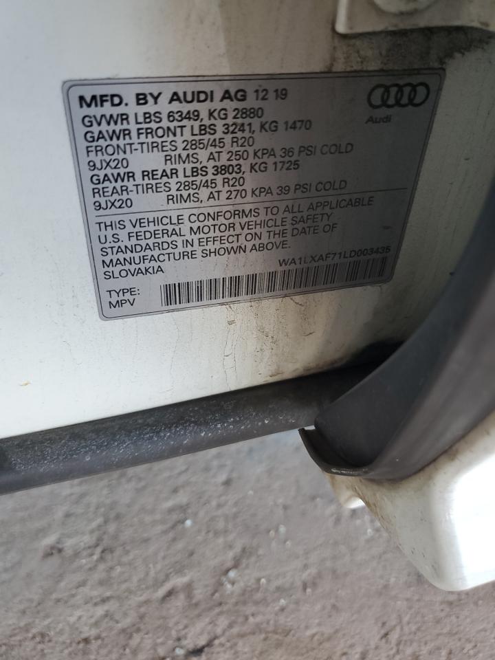 2020 Audi Q7 Premium Plus VIN: WA1LXAF71LD003435 Lot: 92300855