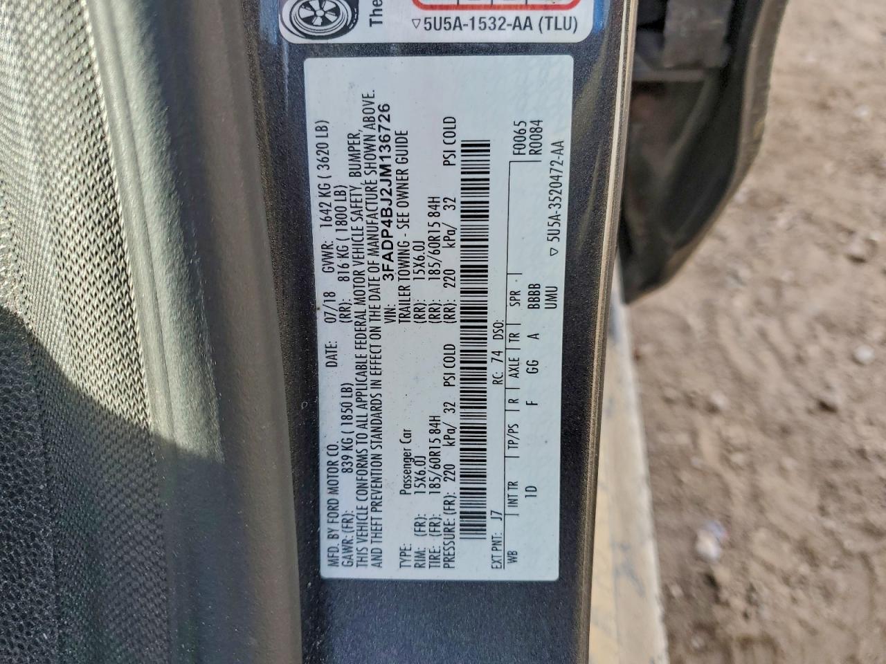 2018 Ford Fiesta Se VIN: 3FADP4BJ2JM136726 Lot: 93773865