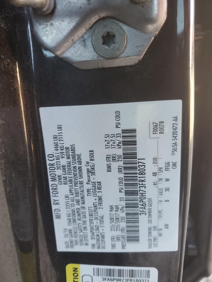 2015 Ford Fusion Se VIN: 3FA6P0H73FR180371 Lot: 91971505