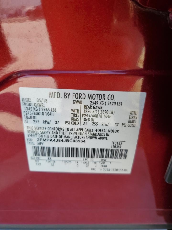 2018 Ford Edge Sel VIN: 2FMPK4J84JBC08964 Lot: 92509355