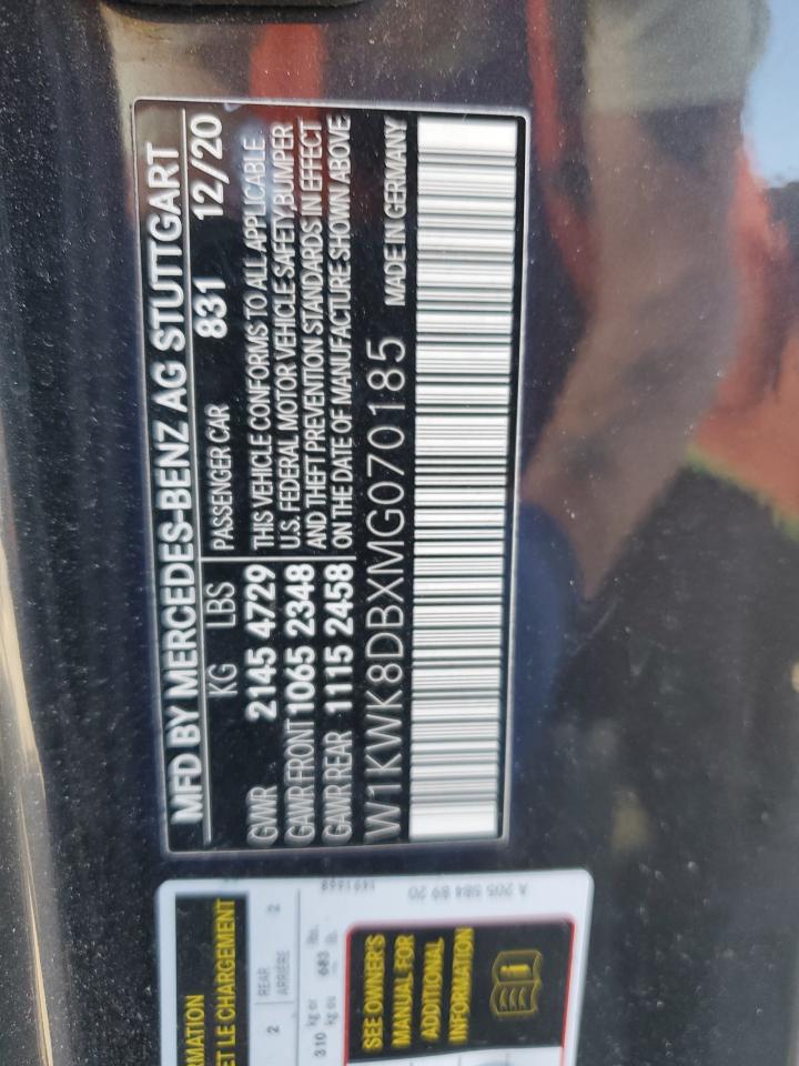 2021 Mercedes-Benz C 300 VIN: W1KWK8DBXMG070185 Lot: 93235855