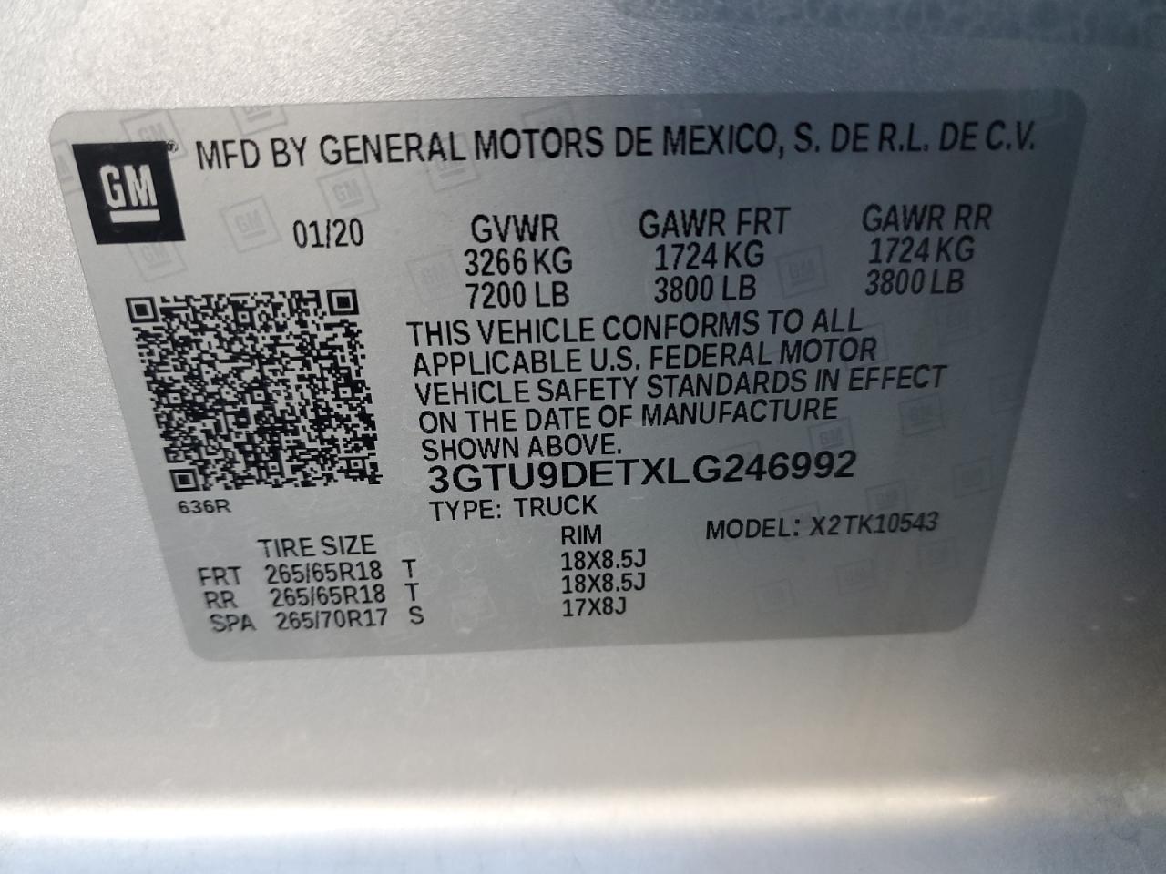 2020 GMC Sierra K1500 Slt VIN: 3GTU9DETXLG246992 Lot: 93526725