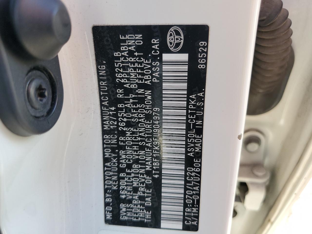 2015 Toyota Camry Le VIN: 4T1BF1FK9FU904979 Lot: 91859125