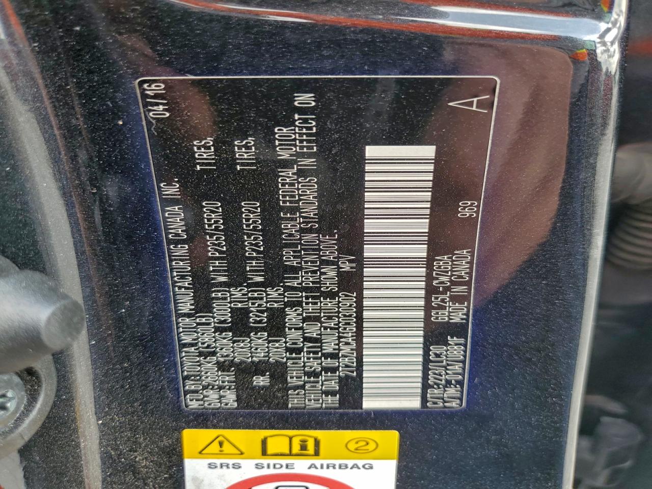 2016 Lexus Rx 350 Base VIN: 2T2BZMCA4GC030902 Lot: 93865335