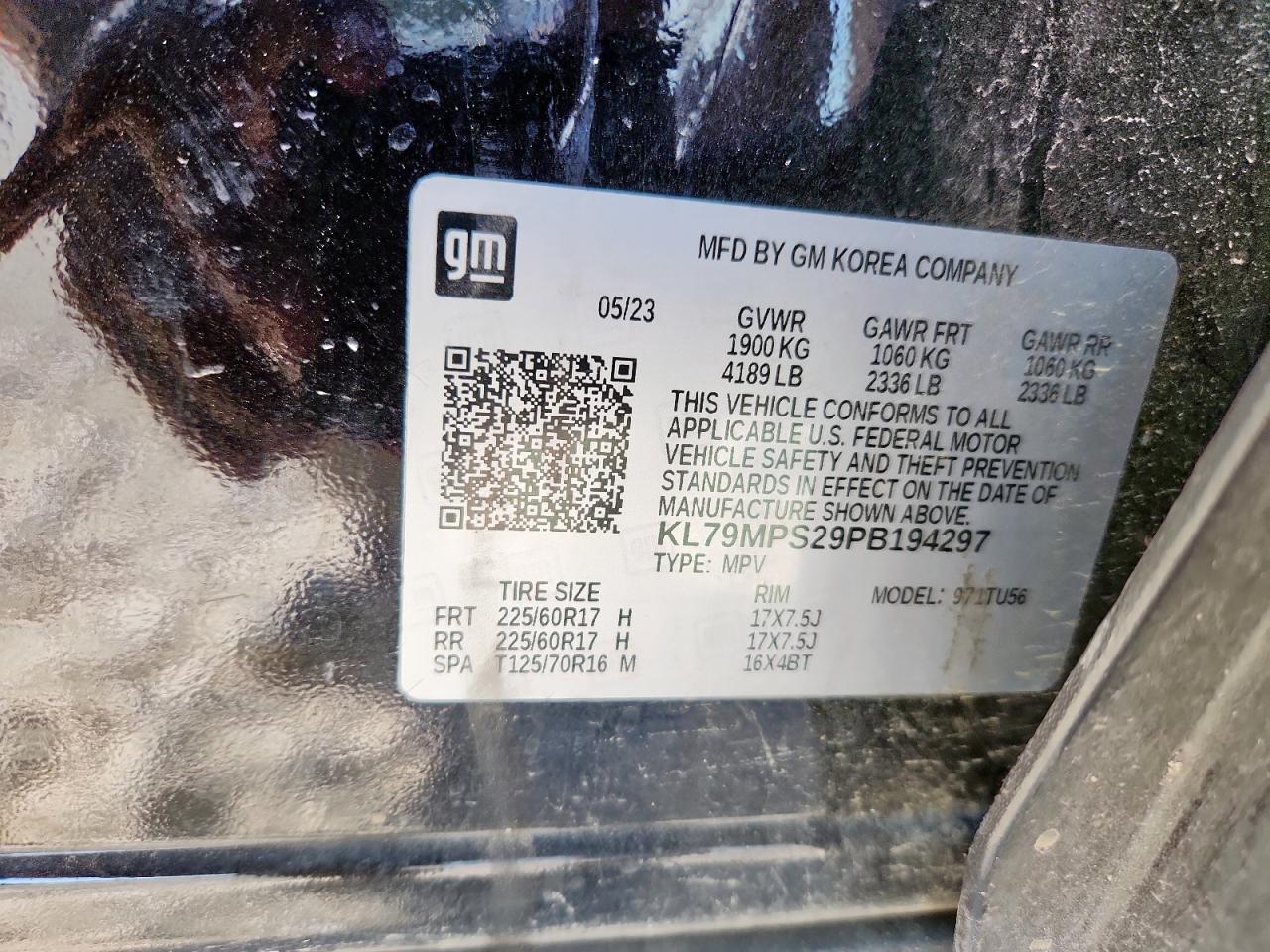 2023 Chevrolet Trailblazer Lt VIN: KL79MPS29PB194297 Lot: 90395465