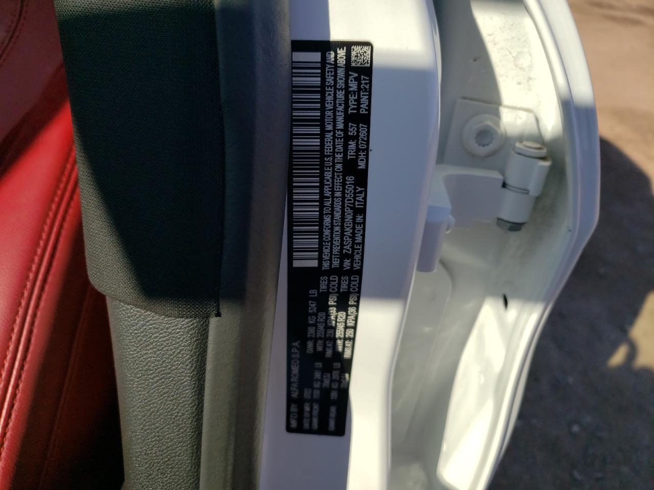 2023 Alfa Romeo Stelvio Ti VIN: ZASPAKBN0P7D55016 Lot: 90910835