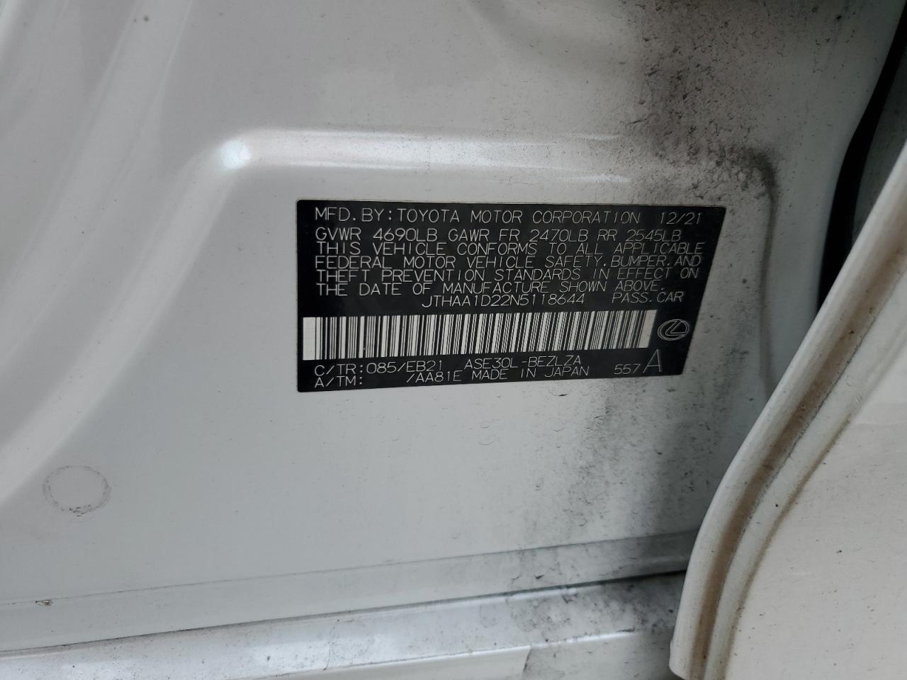 2022 Lexus Is 300 VIN: JTHAA1D22N5118644 Lot: 91297665