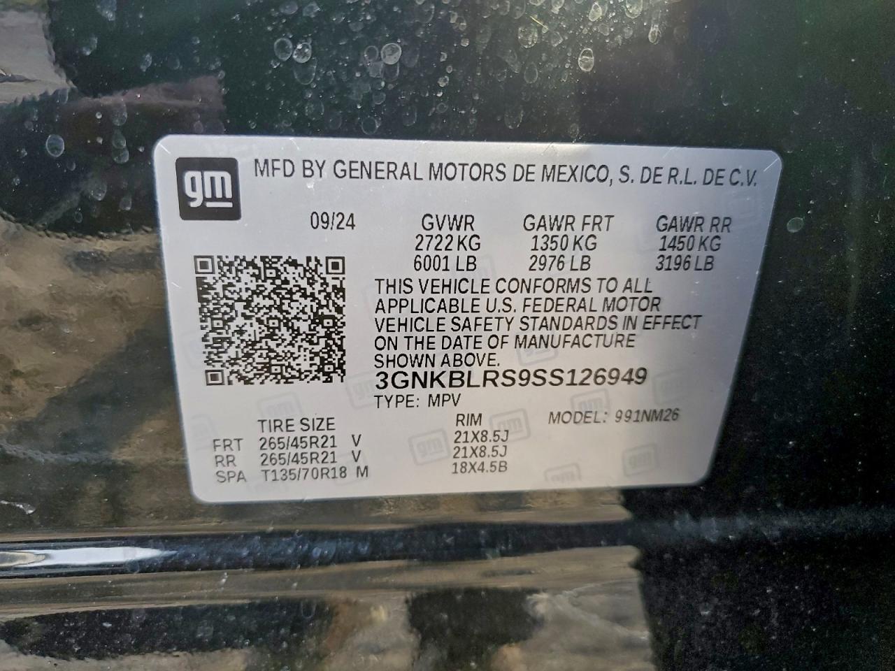 2025 Chevrolet Blazer Premier VIN: 3GNKBLRS9SS126949 Lot: 94301475