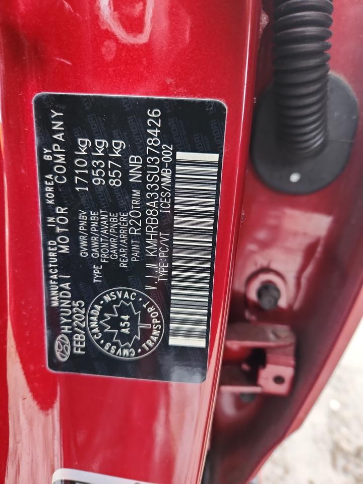 2025 Hyundai Venue Se VIN: KMHRB8A33SU378426 Lot: 92303775