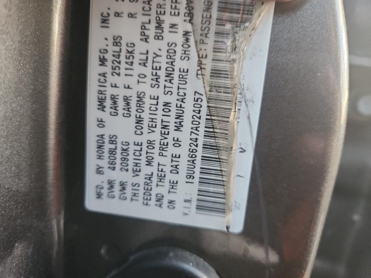 2007 Acura Tl VIN: 19UUA66247A024057 Lot: 92933335