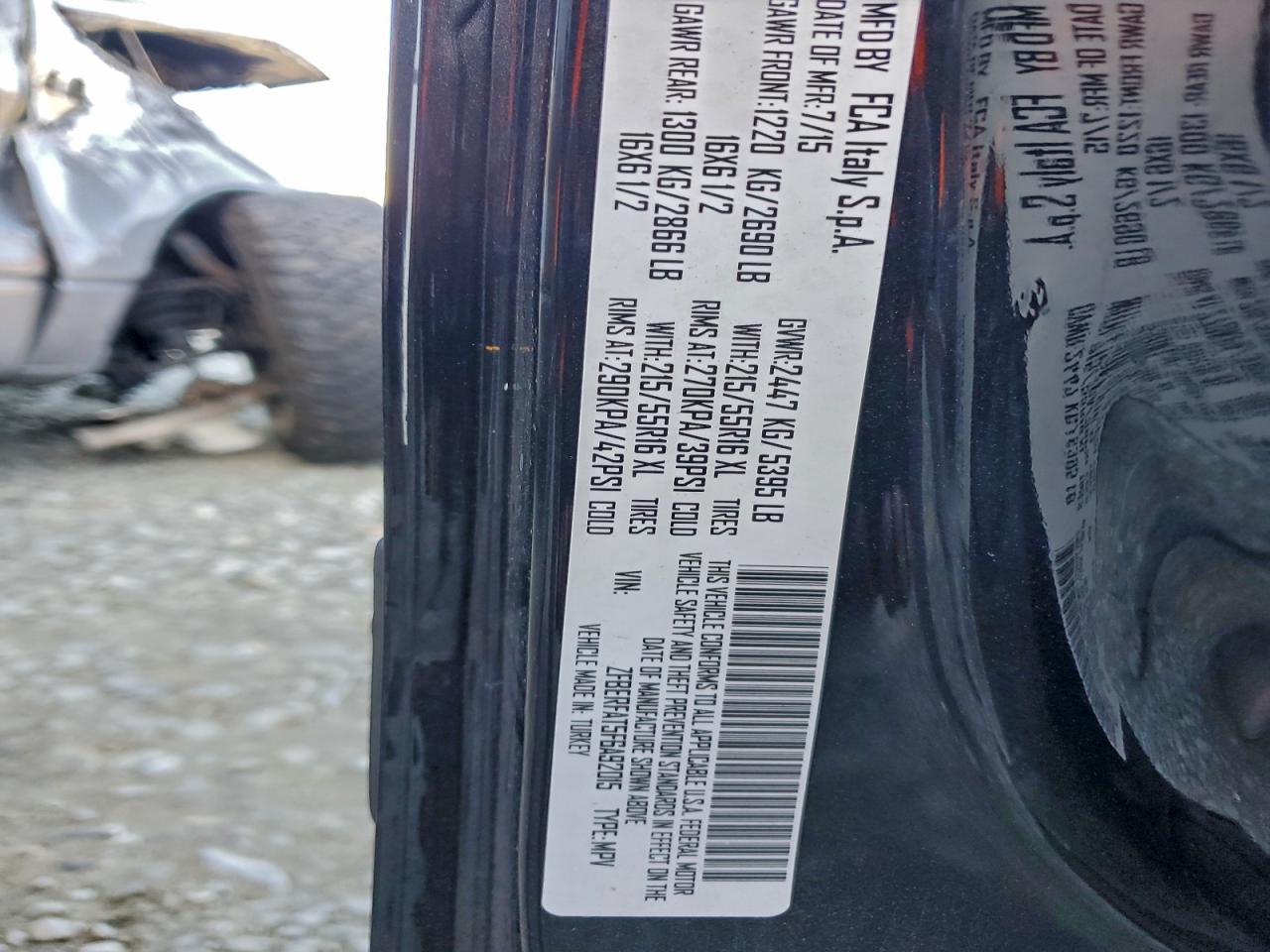 2015 Ram Promaster City VIN: ZFBERFAT5F6A92015 Lot: 94001585