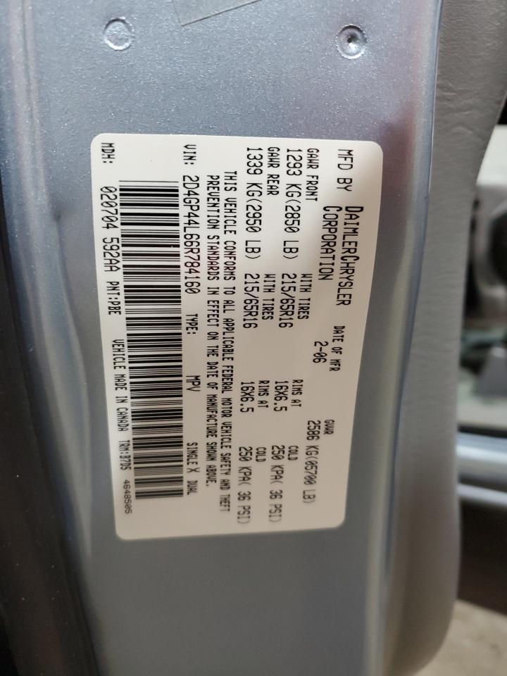 2006 Dodge Grand Caravan Sxt VIN: 2D4GP44L66R784160 Lot: 89716935