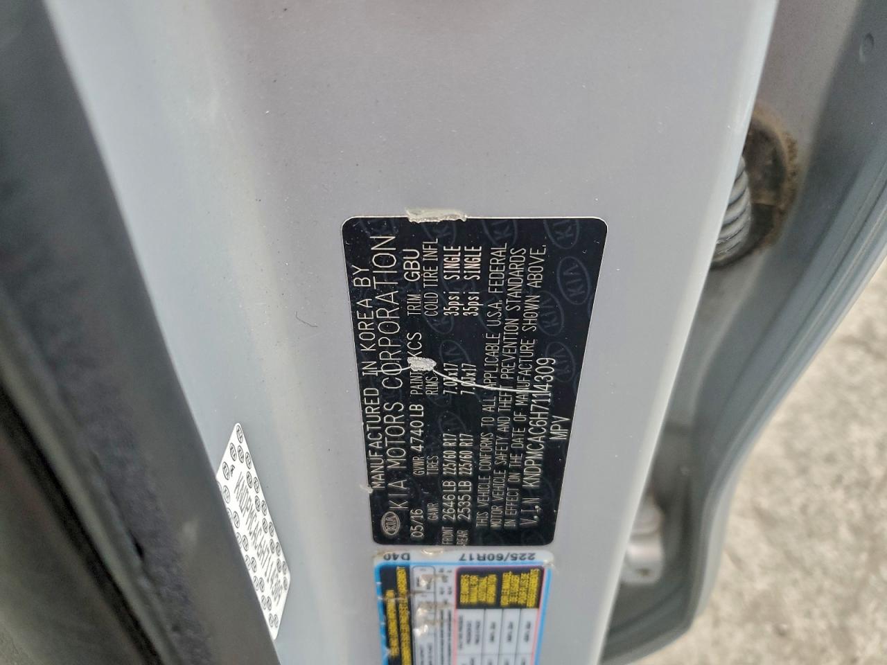 2017 Kia Sportage Lx VIN: KNDPMCAC6H7114309 Lot: 93649575