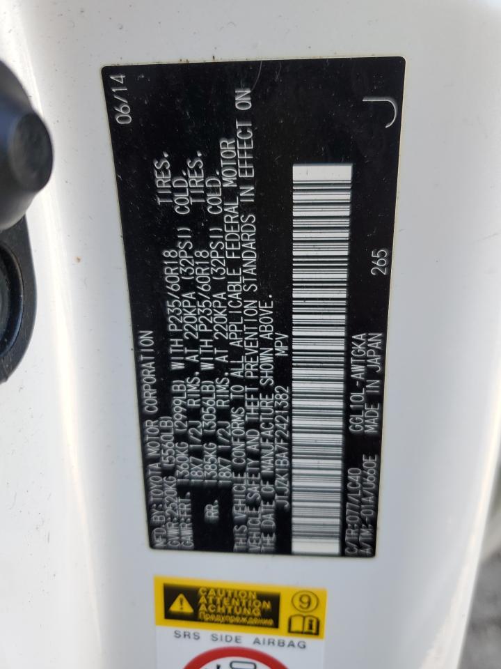 2015 Lexus Rx 350 VIN: JTJZK1BA7F2421382 Lot: 90352545