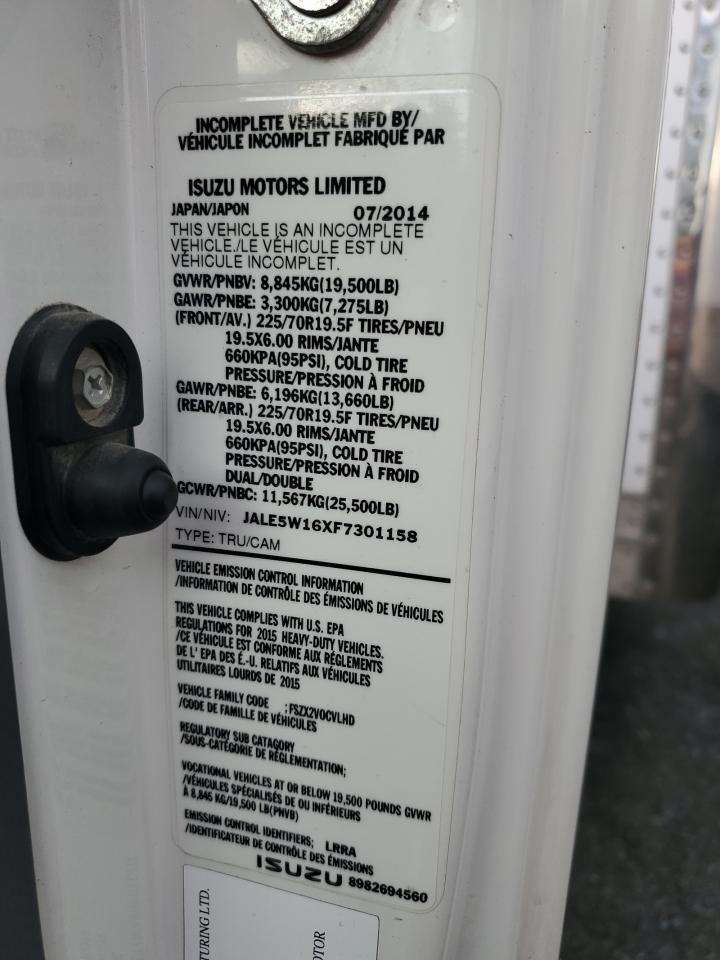 2015 Isuzu Nrr Box Truck VIN: JALE5W16XF7301158 Lot: 92465825