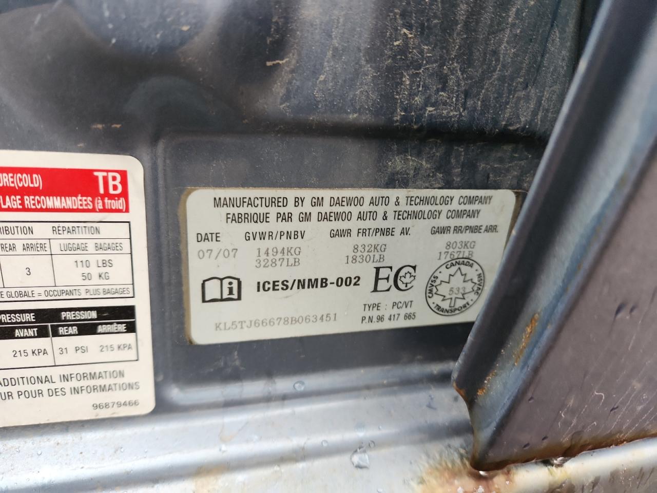 2008 Suzuki Swift VIN: KL5TJ66678B063451 Lot: 92861295