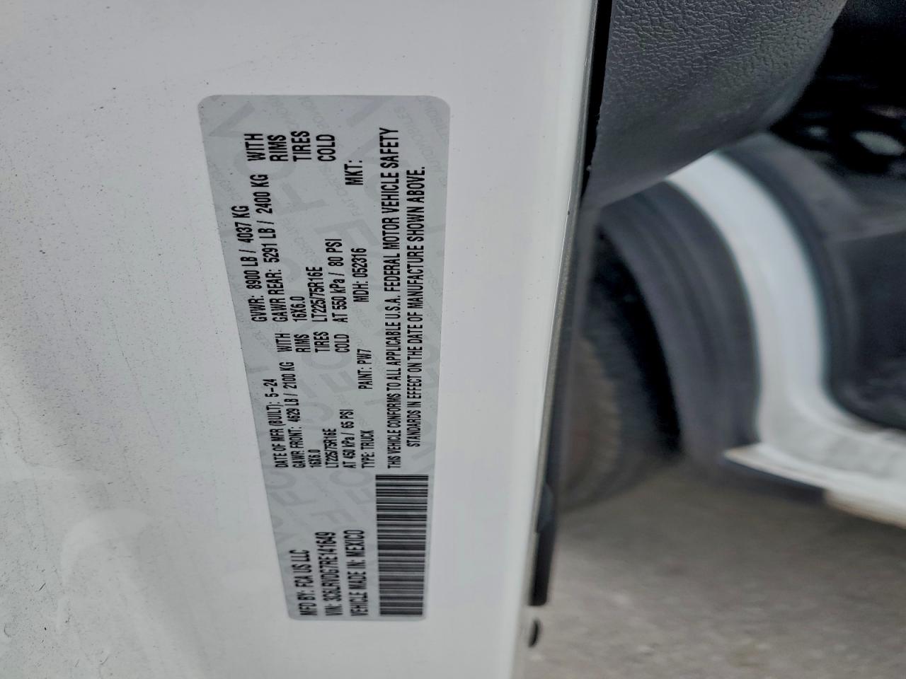 2024 Ram Promaster 2500 2500 High VIN: 3C6LRVDG7RE141649 Lot: 93669405