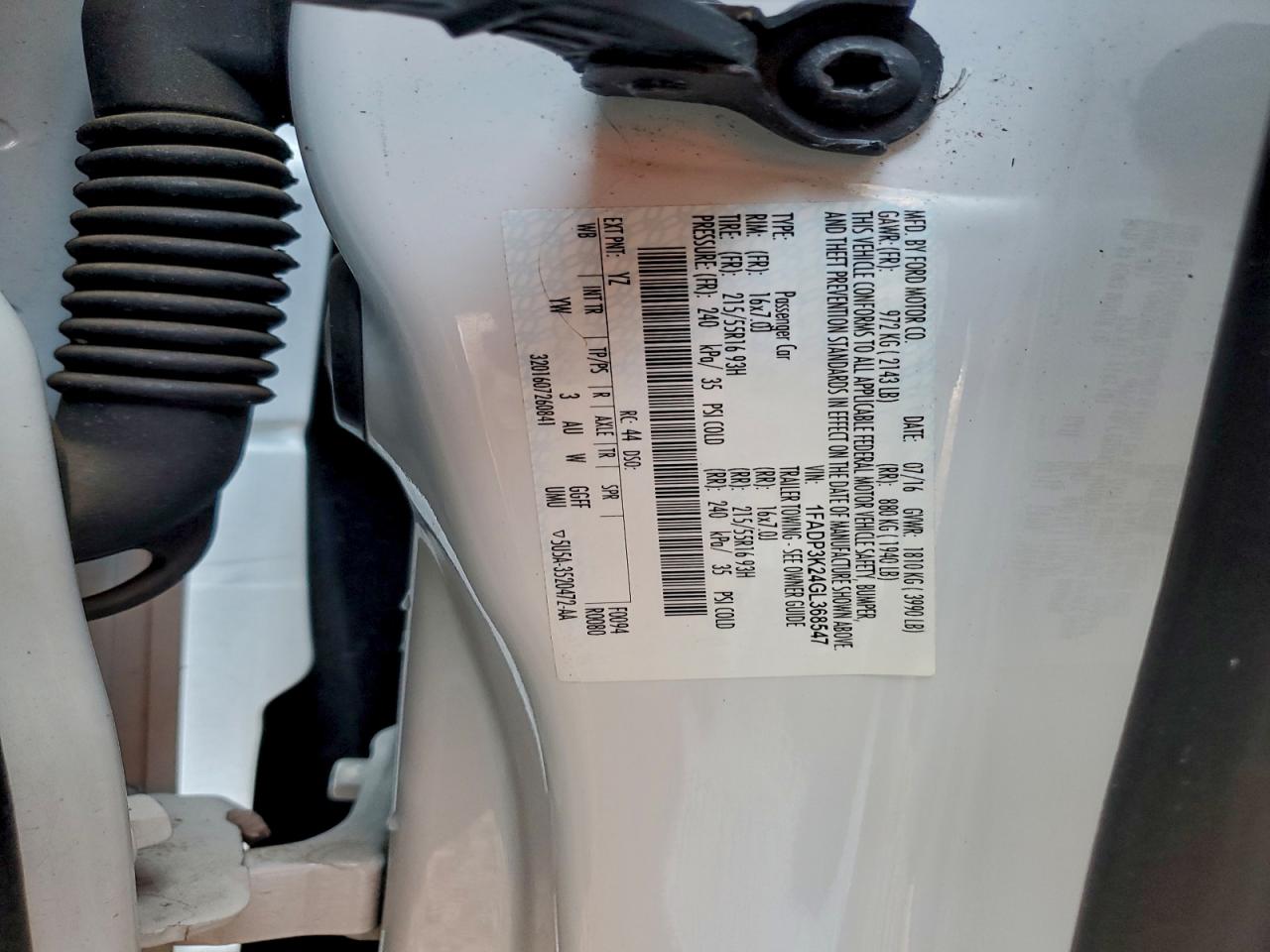 2016 Ford Focus Se VIN: 1FADP3K24GL368547 Lot: 94396295