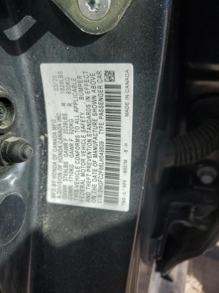 2020 Honda Civic Lx VIN: 2HGFC2F66LH549809 Lot: 92442535