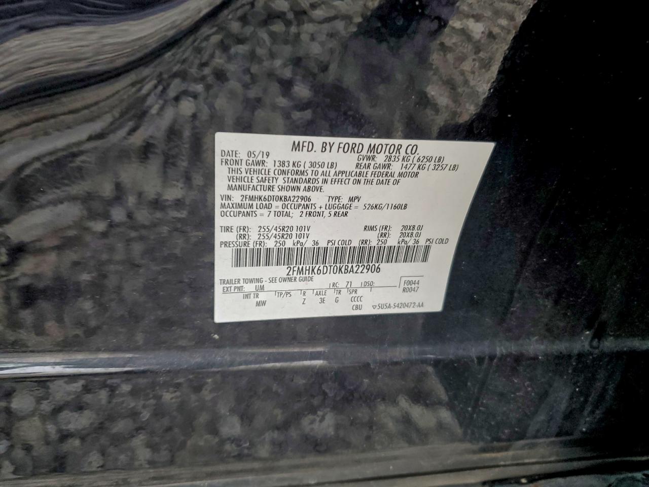 2019 Ford Flex Limited VIN: 2FMHK6DT0KBA22906 Lot: 93641065