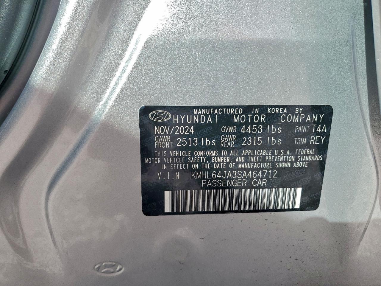 2025 Hyundai Sonata Sel VIN: KMHL64JA3SA464712 Lot: 94700035