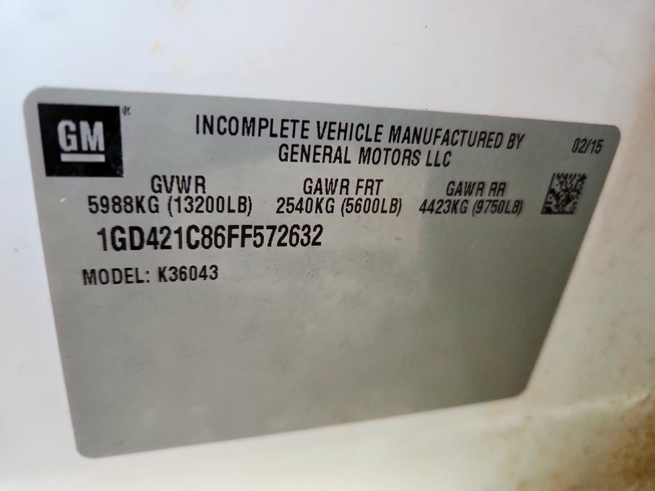 2015 GMC Sierra Utility / Service Truck VIN: 1GD421C86FF572632 Lot: 92110185