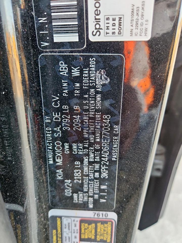 2024 Kia Forte Lx VIN: 3KPF24AD6RE770348 Lot: 93136565