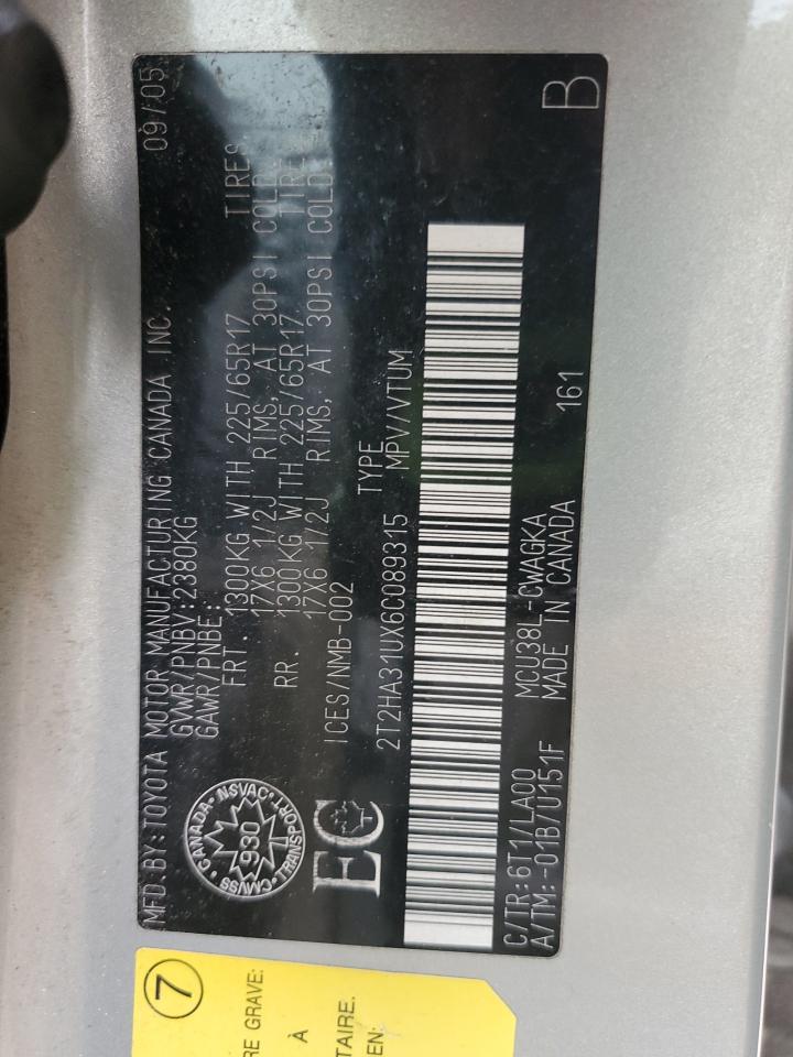 2006 Lexus Rx 330 VIN: 2T2HA31UX6C089315 Lot: 91046225