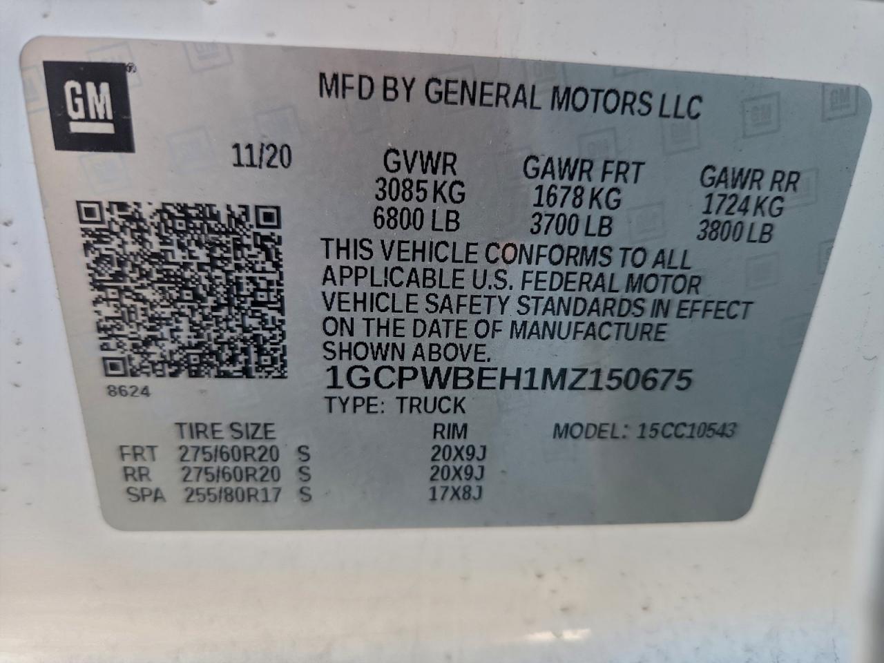 2021 Chevrolet Silverado C1500 Custom VIN: 1GCPWBEH1MZ150675 Lot: 94495645