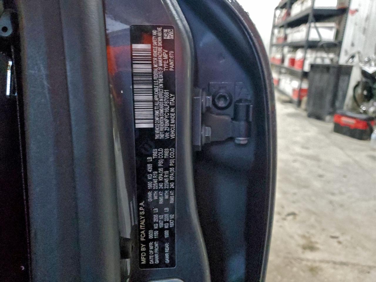 2020 Fiat 500X Sport VIN: ZFBNFYC16LP870681 Lot: 94361185