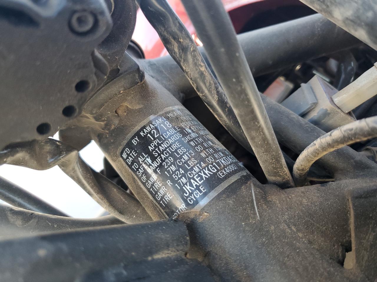 2019 Kawasaki Ex400 VIN: JKAEXKG17KDA33727 Lot: 91925295