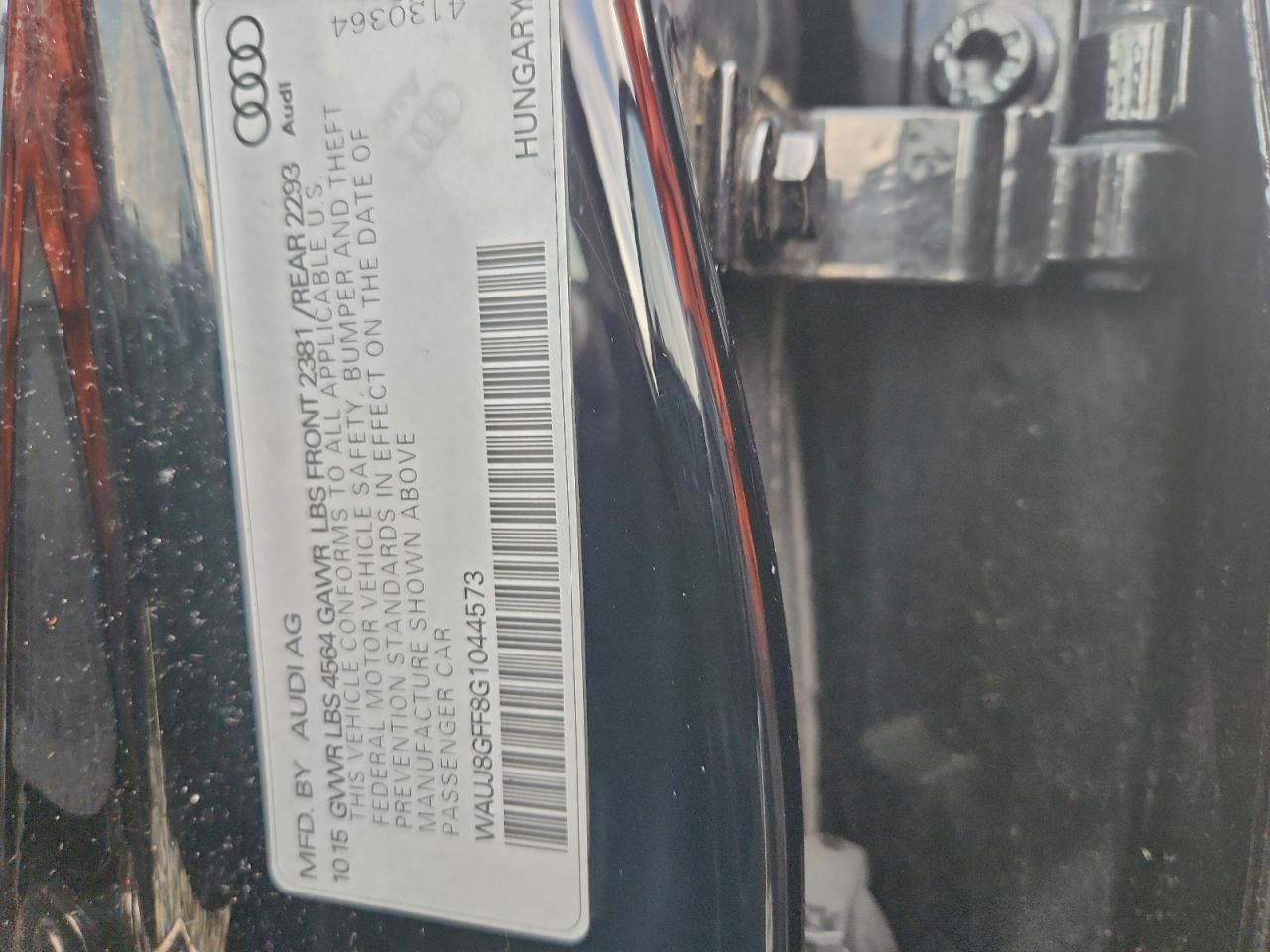 2016 Audi A3 Premium Plus S-Line VIN: WAUJ8GFF8G1044573 Lot: 94774055