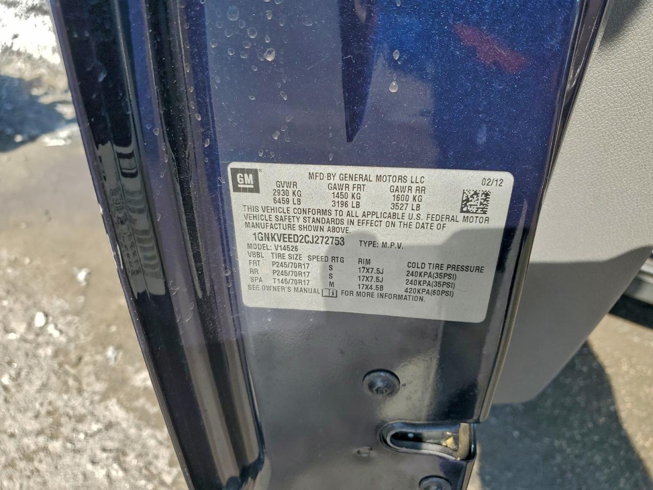 2012 Chevrolet Traverse Ls VIN: 1GNKVEED2CJ272753 Lot: 93772405