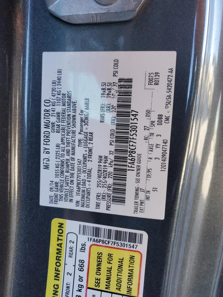 2015 Ford Mustang Gt VIN: 1FA6P8CF7F5301547 Lot: 91796095