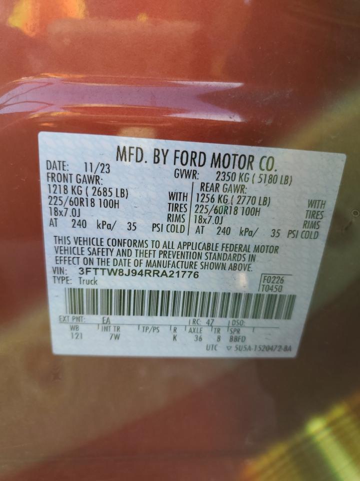 2024 Ford Maverick Xlt VIN: 3FTTW8J94RRA21776 Lot: 92207805