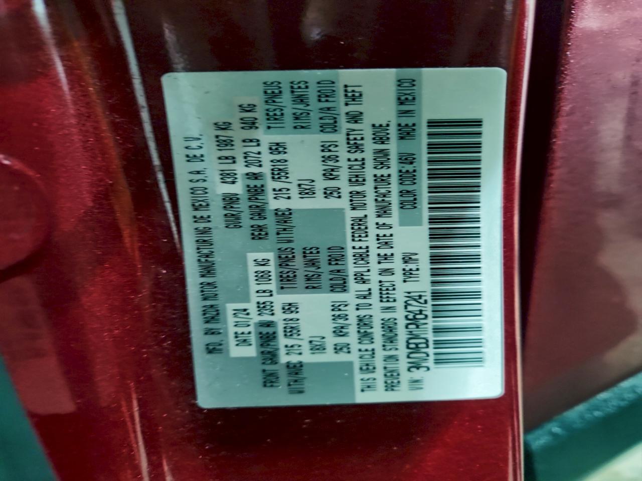 2024 Mazda Cx-30 Premium VIN: 3MVDMBDM1RM647241 Lot: 94167245