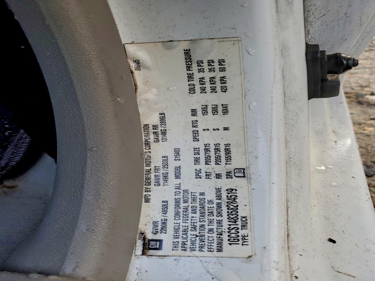 2005 Chevrolet Colorado VIN: 1GCCS148358284519 Lot: 93832065