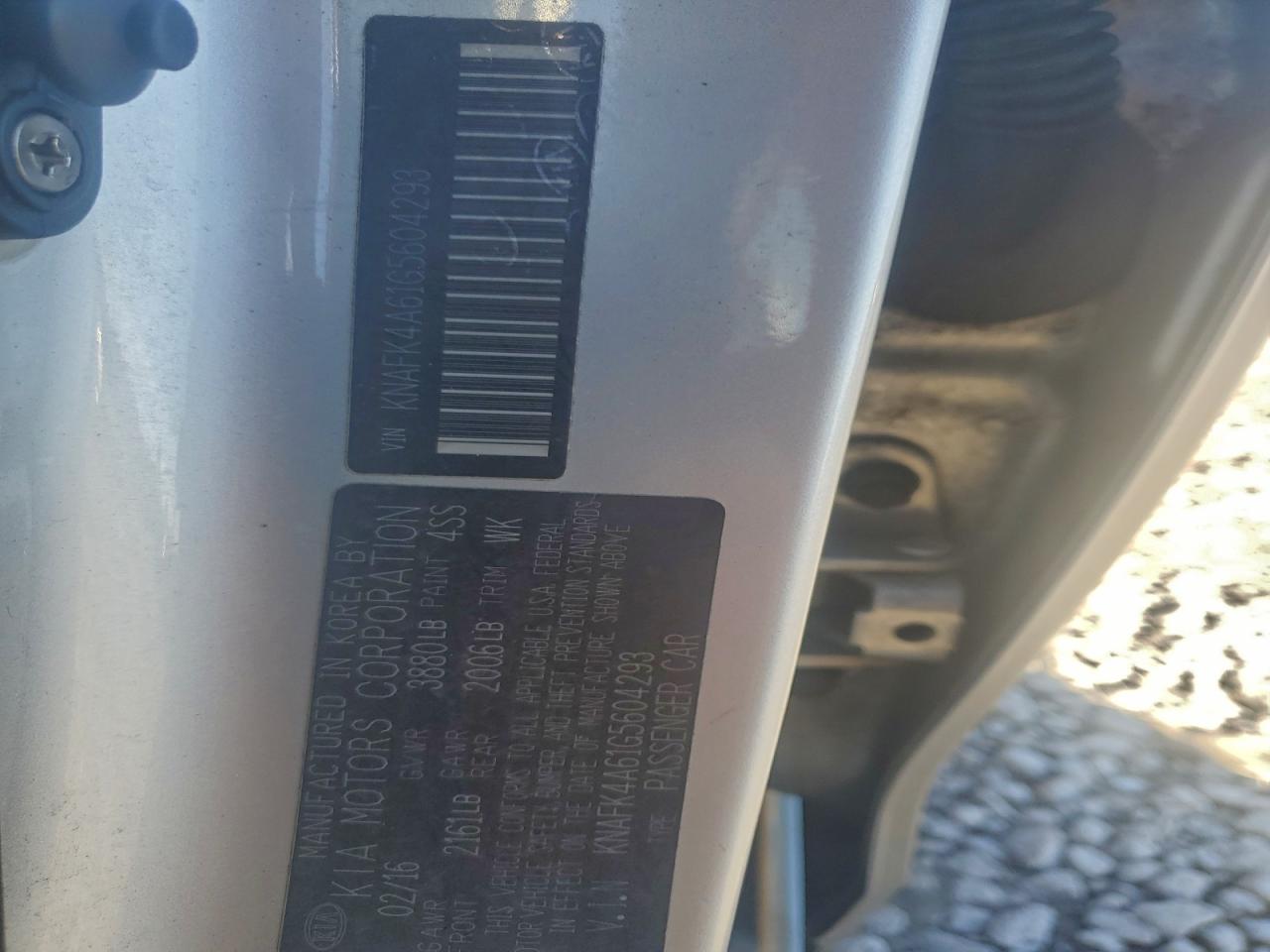 2016 Kia Forte Lx VIN: KNAFK4A61G5604293 Lot: 93668655