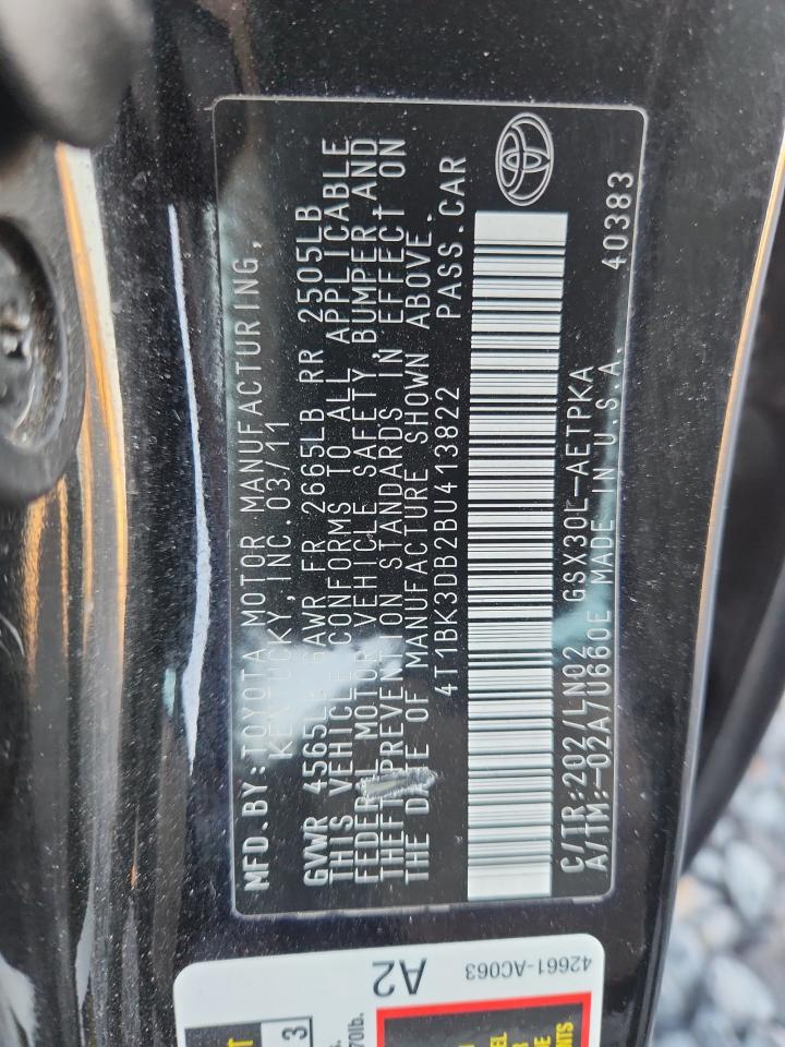 2011 Toyota Avalon Base VIN: 4T1BK3DB2BU413822 Lot: 92407545