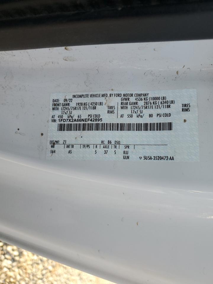 2022 Ford F250 Super Duty VIN: 1FD7X2A66NEF42895 Lot: 92162215