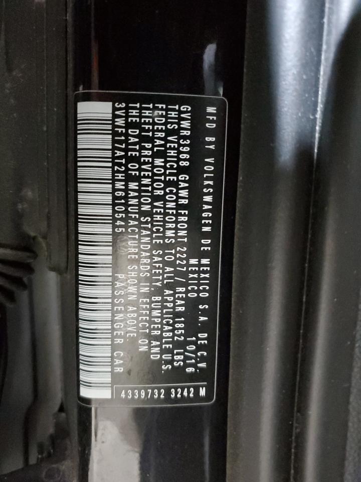 2017 Volkswagen Beetle 1.8T VIN: 3VWF17AT2HM610545 Lot: 91686135