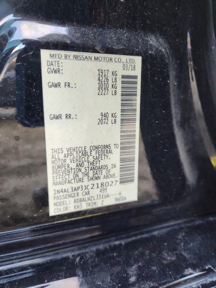 2018 Nissan Altima 2.5 VIN: 1N4AL3AP3JC218027 Lot: 91080035