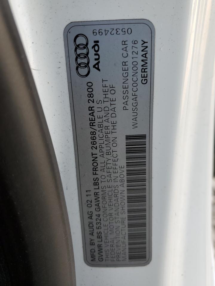 2012 Audi A7 Prestige VIN: WAUSGAFC0CN001276 Lot: 91488045