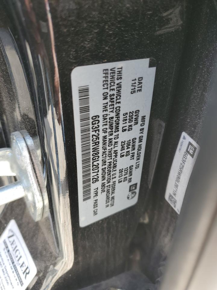 2016 Chevrolet Ss VIN: 6G3F25RW8GL207126 Lot: 93411265