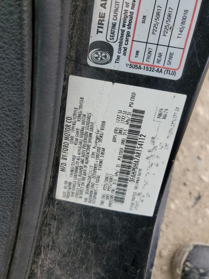 2010 Ford Fusion Se VIN: 3FAHP0HA7AR154112 Lot: 93718465