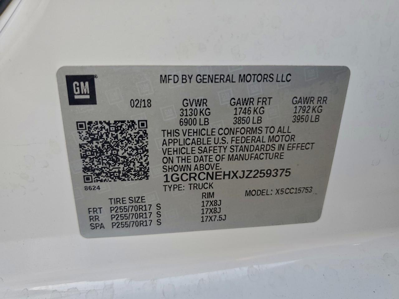 2018 Chevrolet Silverado C1500 VIN: 1GCRCNEHXJZ259375 Lot: 94297695